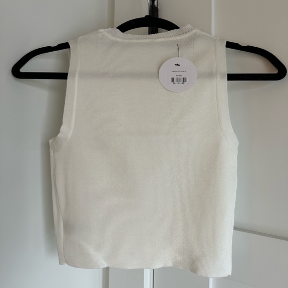 White Slim Fit Knit Crop Top - Picture 3 of 3